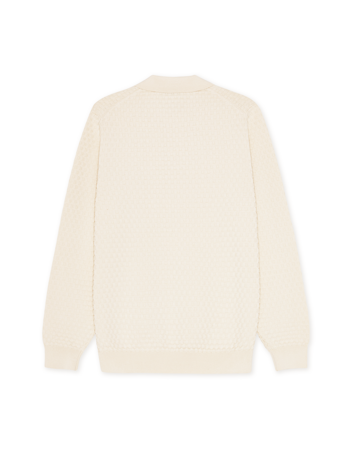 Mens Les Deux Light Ivory Billy Weave Knitted LS Polo - image 5