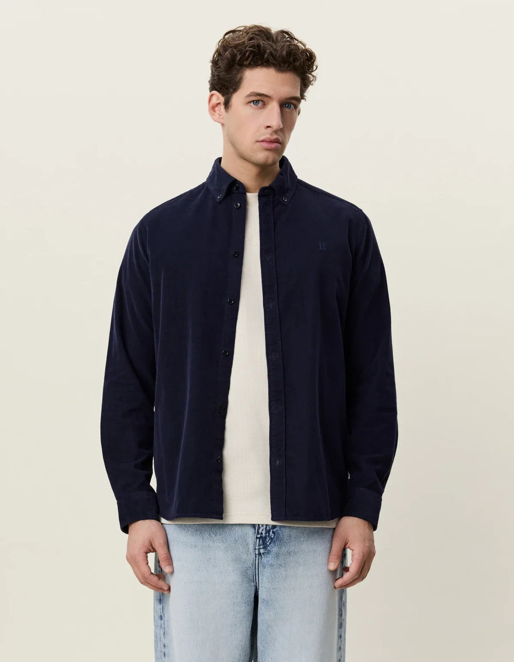 Mens Les Deux Pinwale Corduroy Shirt Dark Navy Shirts
