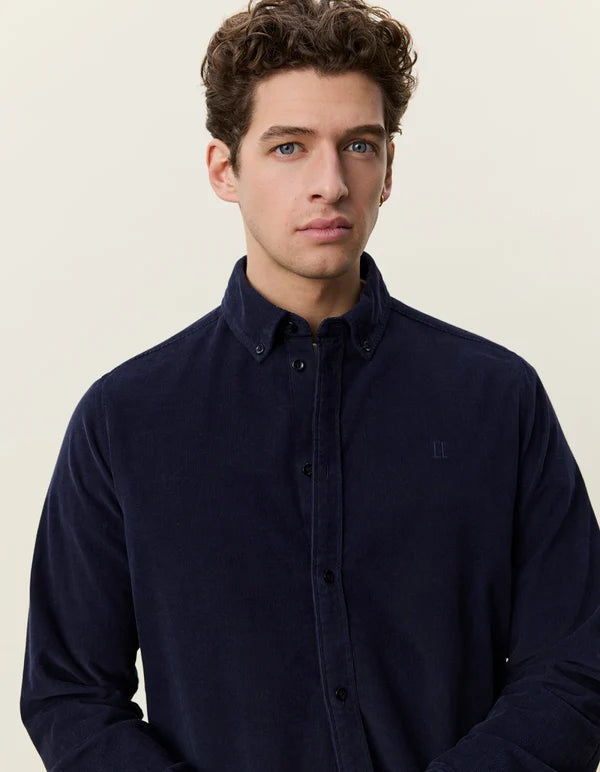 Mens Les Deux Pinwale Corduroy Shirt Dark Navy Shirts