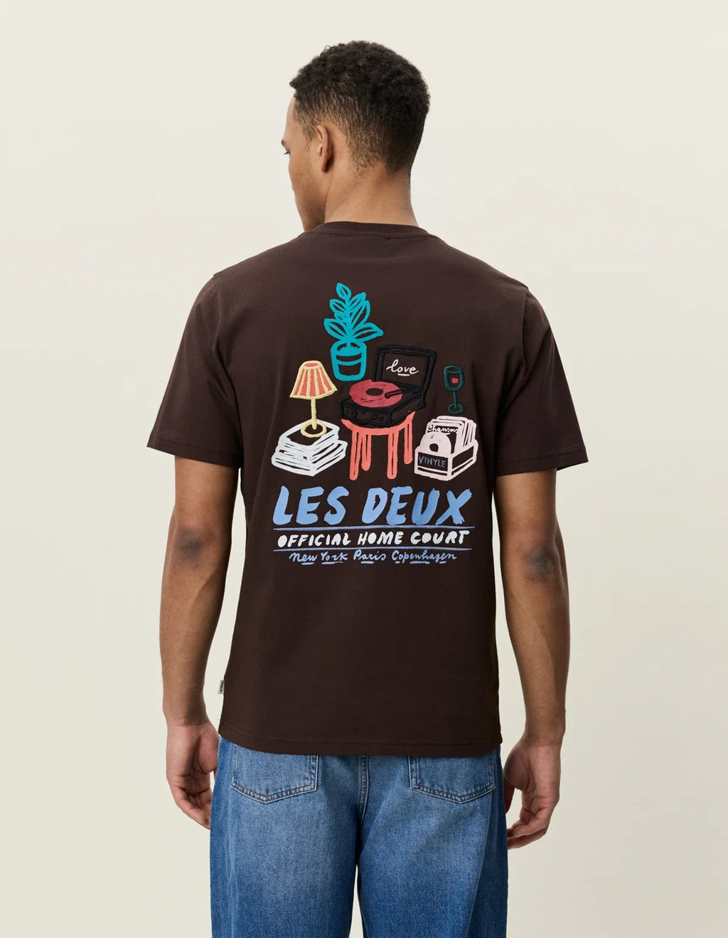 Mens Les Deux Record T-Shirt Molé Brown T Shirts