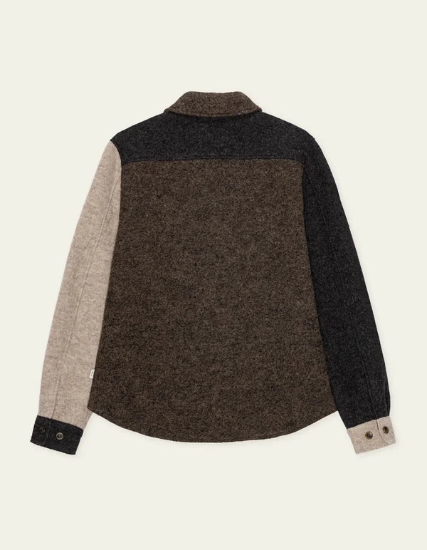 Mens Les Deux Wool Colourblock Overshirt Molé Brown Overshirts