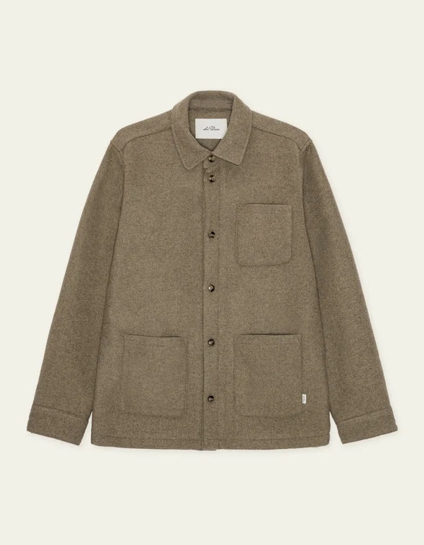 Mens Les Deux Wool Overshirt Dark Sand Melange Overshirts