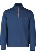 Mens Paul Smith Blue Regular Fit Half Zip Top Zebra