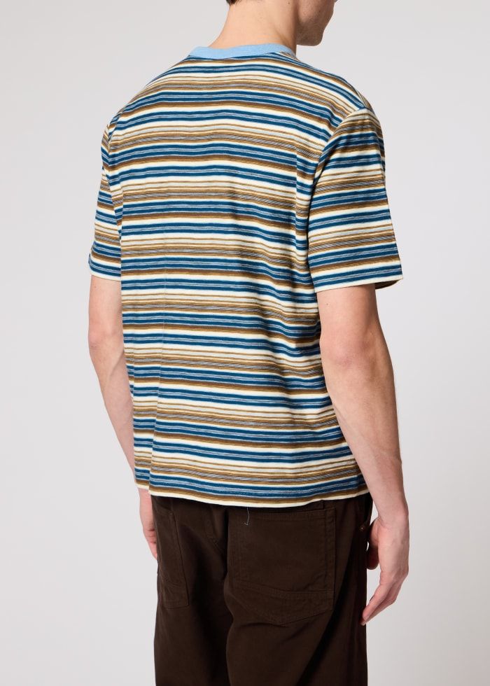 Mens Paul Smith Blue Regular Fit Stripe T Shirt — view 2