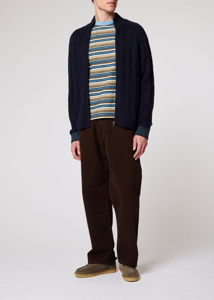 Mens Paul Smith Blue Regular Fit Stripe T Shirt — view 3