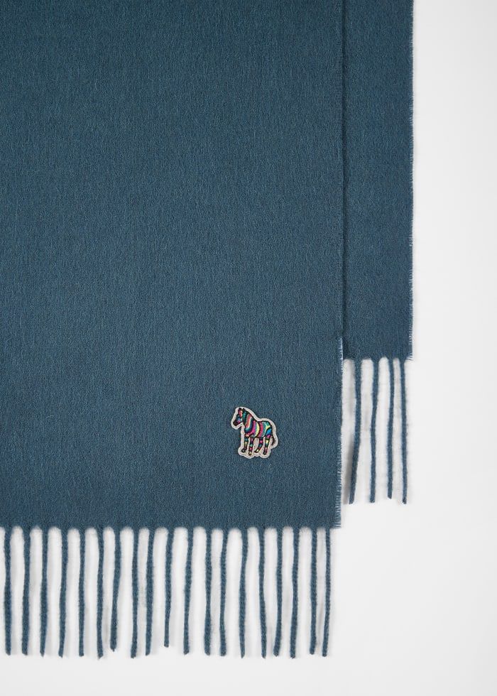 Mens Paul Smith Blue Teal Scarf Zebra — view 2