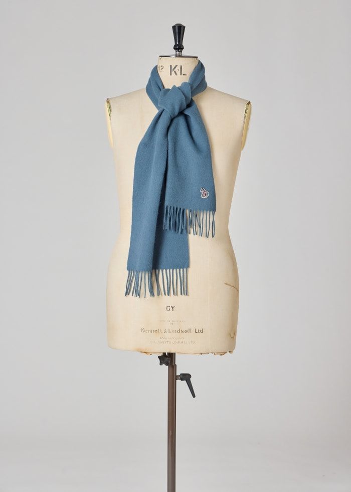 Mens Paul Smith Blue Teal Scarf Zebra — view 3