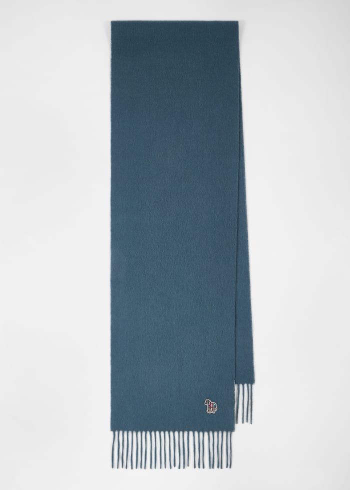 Mens Paul Smith Blue Teal Scarf Zebra