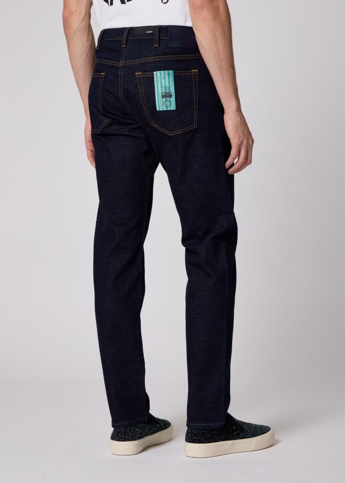 Mens Paul Smith Blue Slim-Tapered Crosshatch-Stretch Jeans — view 3