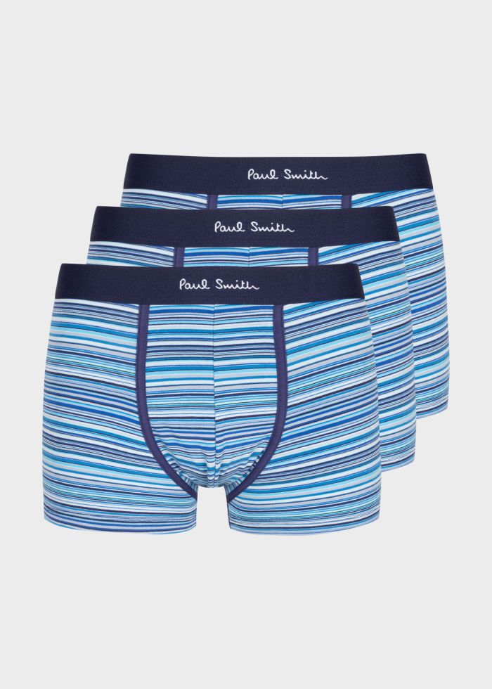 Mens Paul Smith Blue Trunk 3 Pack Signatr — view 2