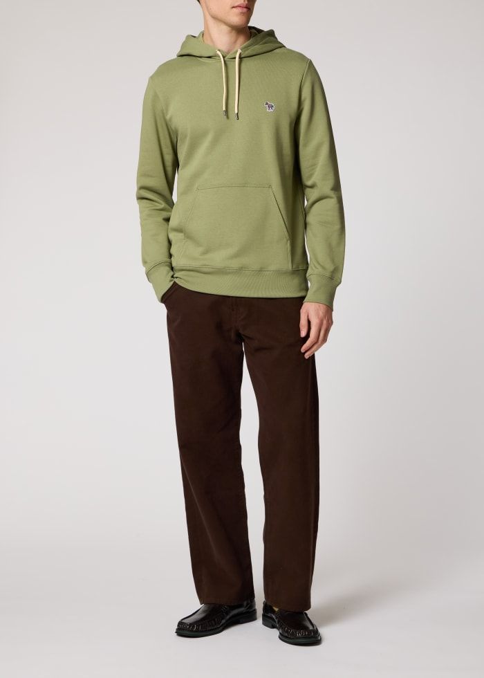 Mens Paul Smith Green Regular Fit Hoody Zebra — view 3