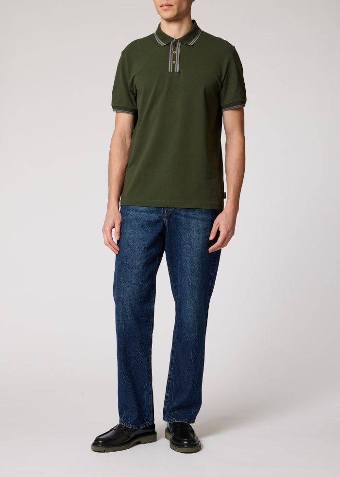 Mens Paul Smith Green Regular Fit Polo Shirt — view 2