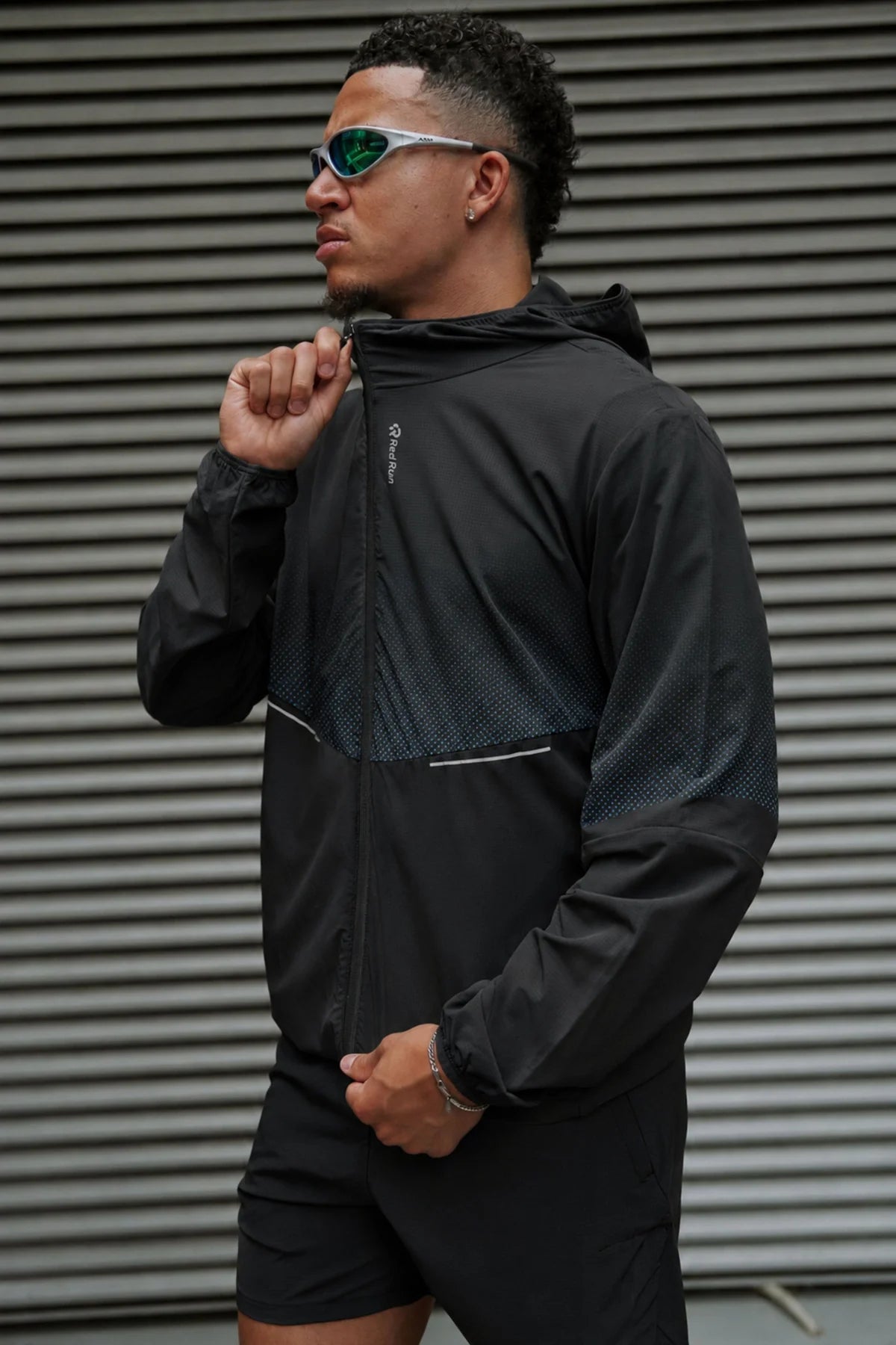 Mens Red Run Black Dynamic Performance Jacket & Dynamic Performance Shorts Set