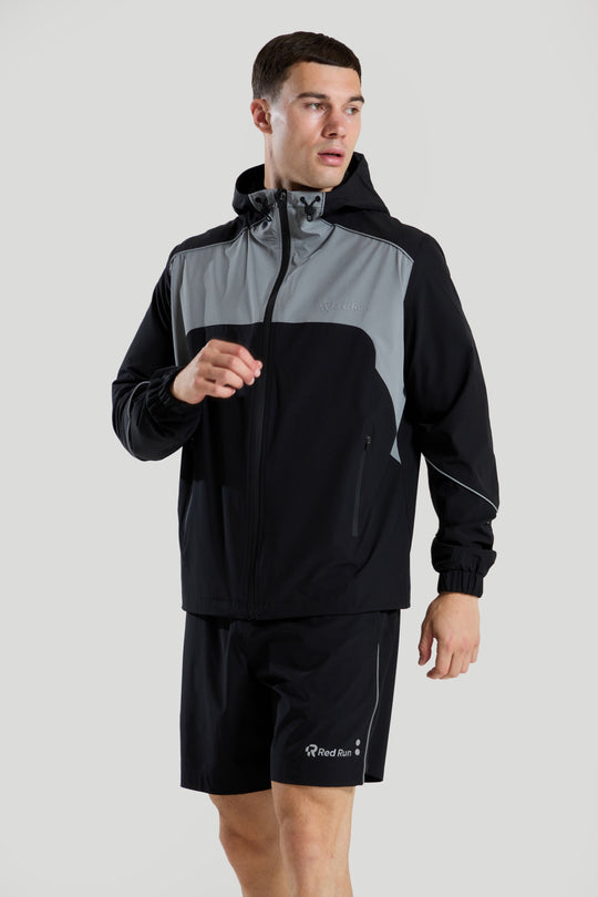 Mens Red Run CARBON IMPACT Black Technical Track Jacket