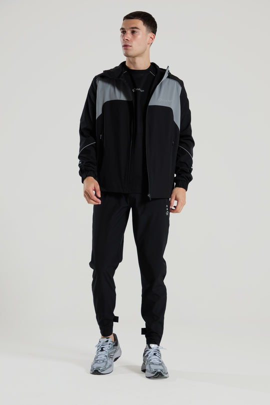 Mens Red Run CARBON IMPACT Black Technical Track Jacket & CARBON IMPACT Black Adjustable Technical Trouser Tracksuit Set