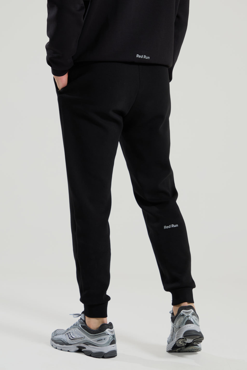 Mens Red Run CARBON IMPACT Black Tracksuit Bottoms — view 4