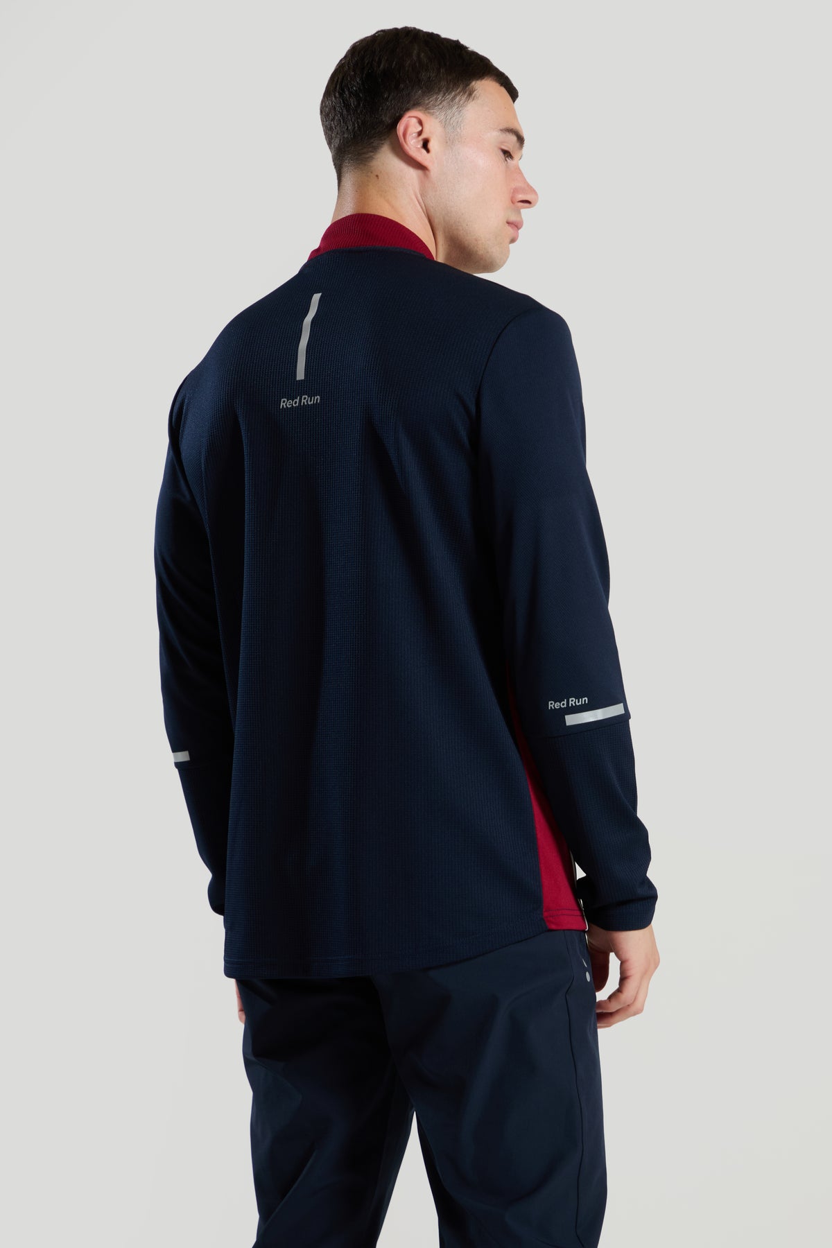 Mens Red Run CRIMSON WAVE Blue Technical 1/4 Zip Top — view 3