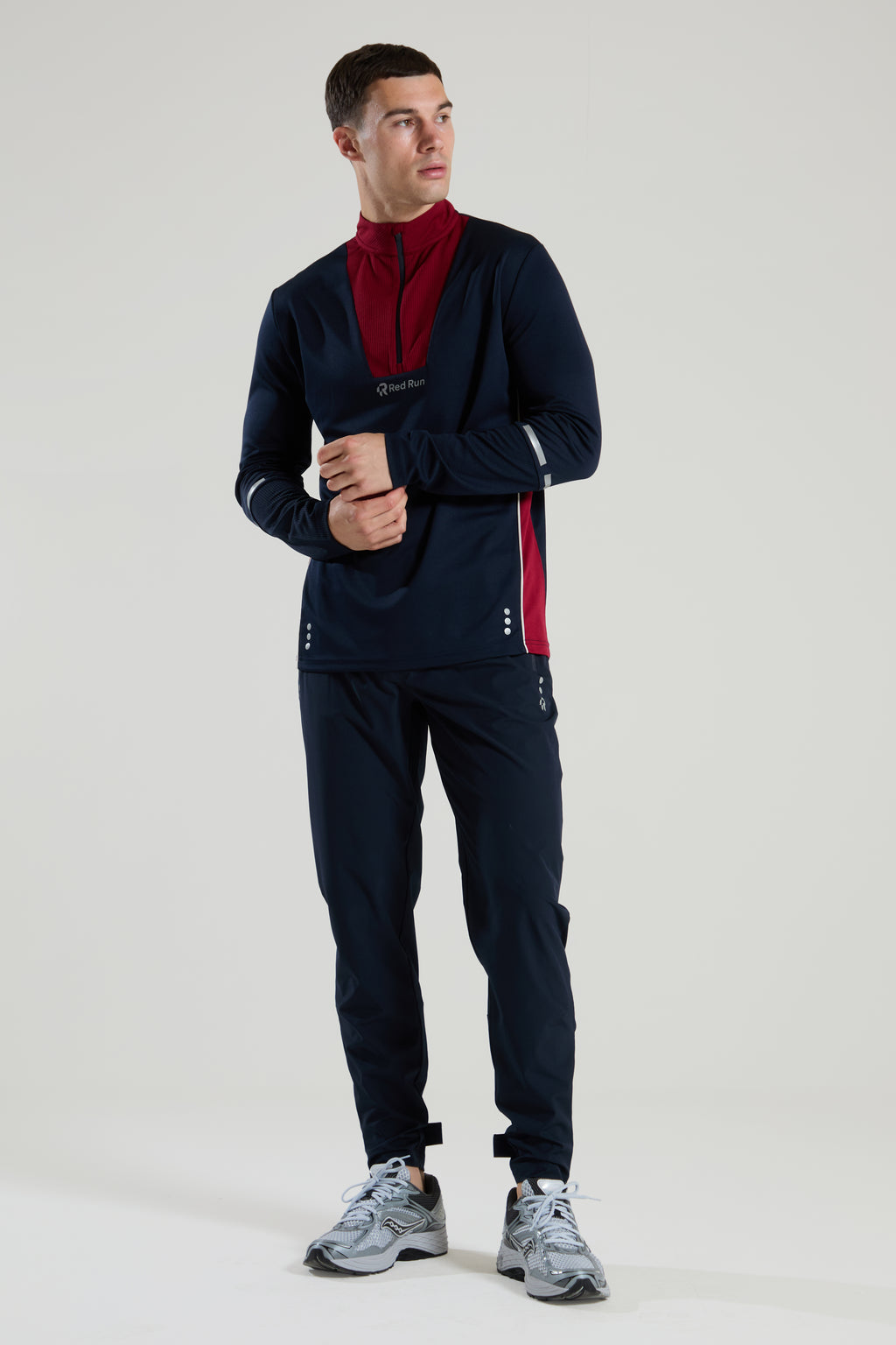 Mens Red Run CRIMSON WAVE Blue Technical 1/4 Zip Top — view 2