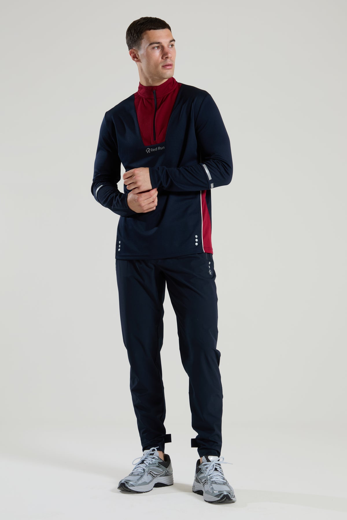Mens Red Run CRIMSON WAVE Blue Technical 1/4 Zip Top — view 2