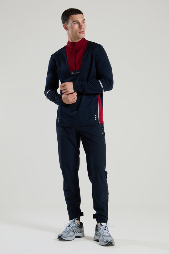 Mens Red Run CRIMSON WAVE Blue Technical 1/4 Zip Top & CRIMSON WAVE Blue Adjustable Technical Trouser Tracksuit Set