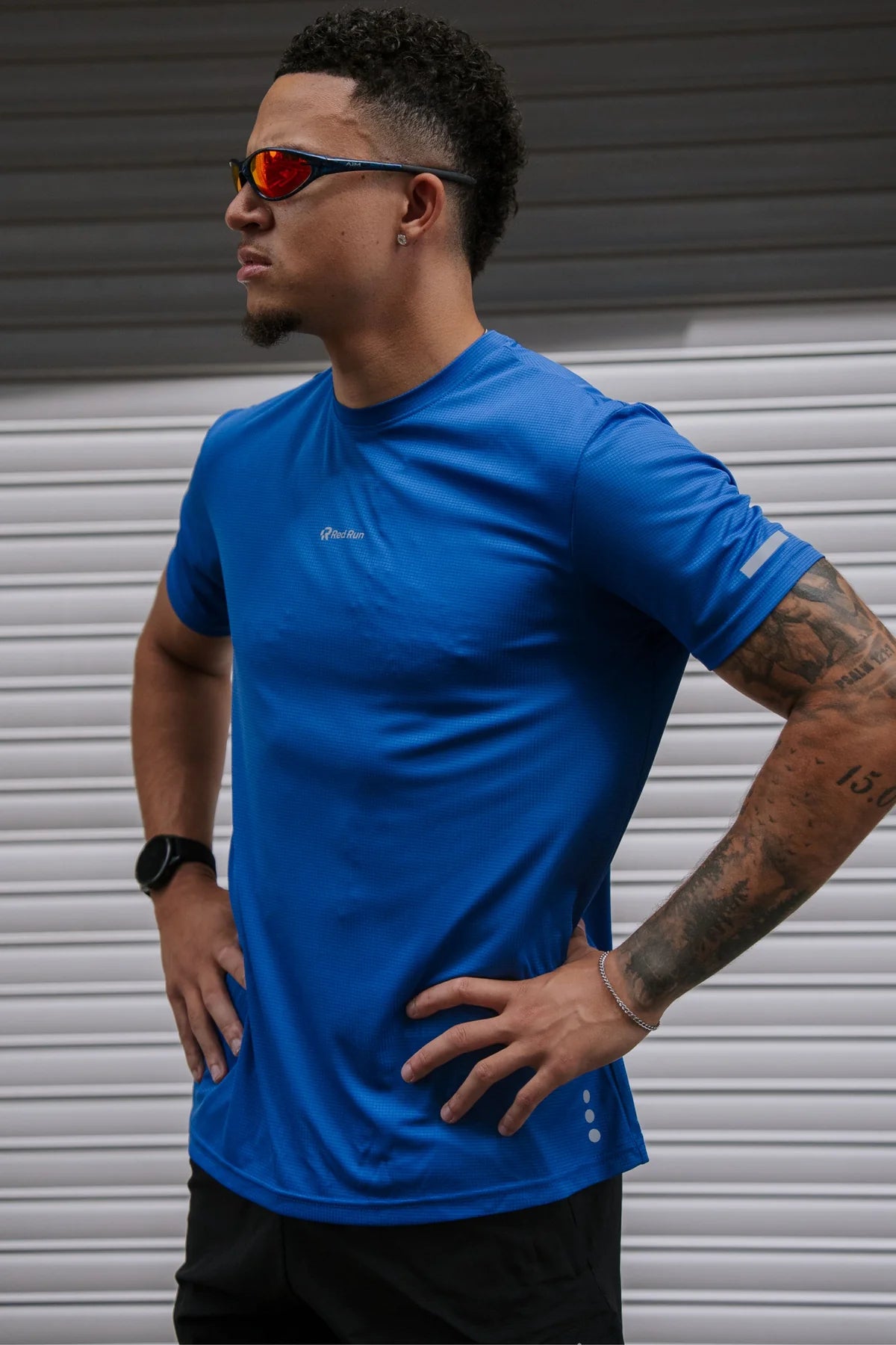 Mens Red Run Cobalt Blue Technical Runner Tee
