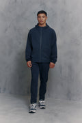 Mens Red Run Core Navy Sport Jacket & Core Sport Pants Regular Leg Tracksuit Set