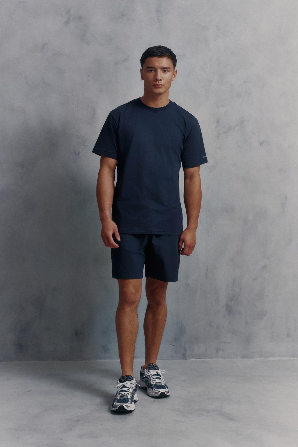Mens Red Run Core Navy Technical Runner Tee & Core Navy Sport Short Set