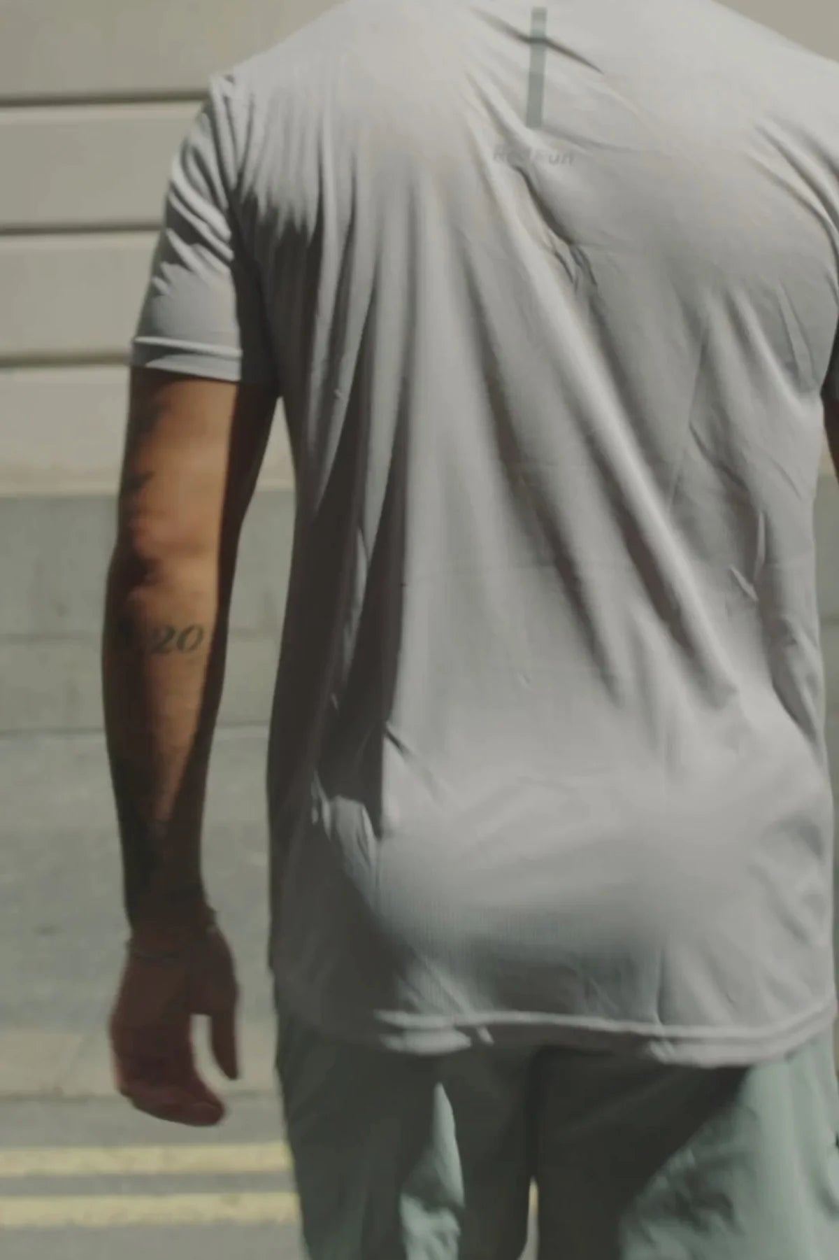 Mens Red Run Light Grey Technical Runner Tee — view 3