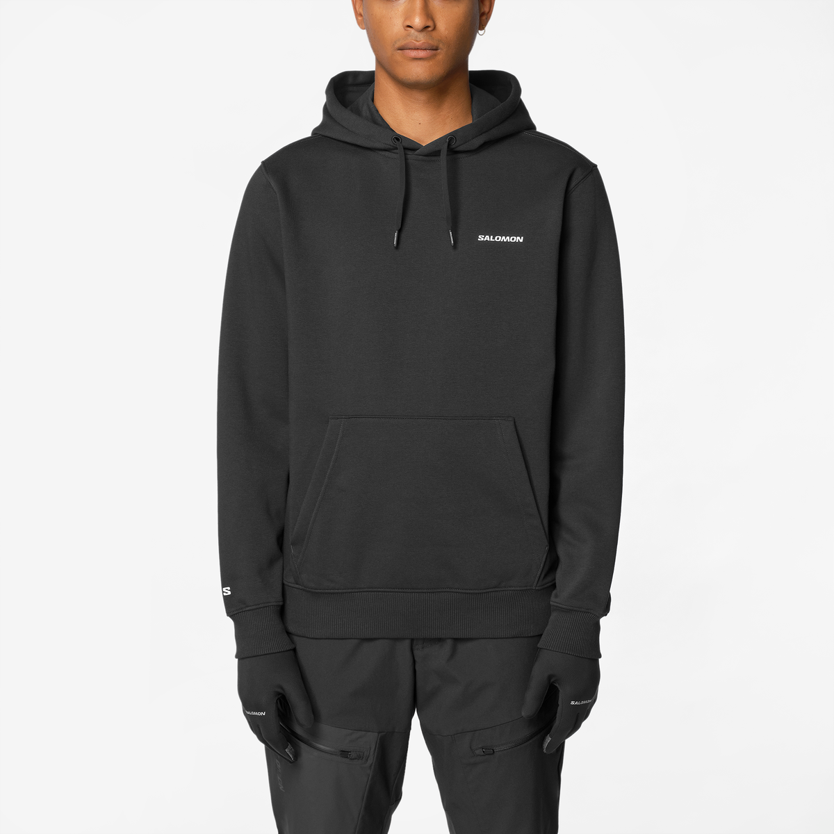 Mens Salomon CHEST LOGO HOODIE Deep Black Hoodie