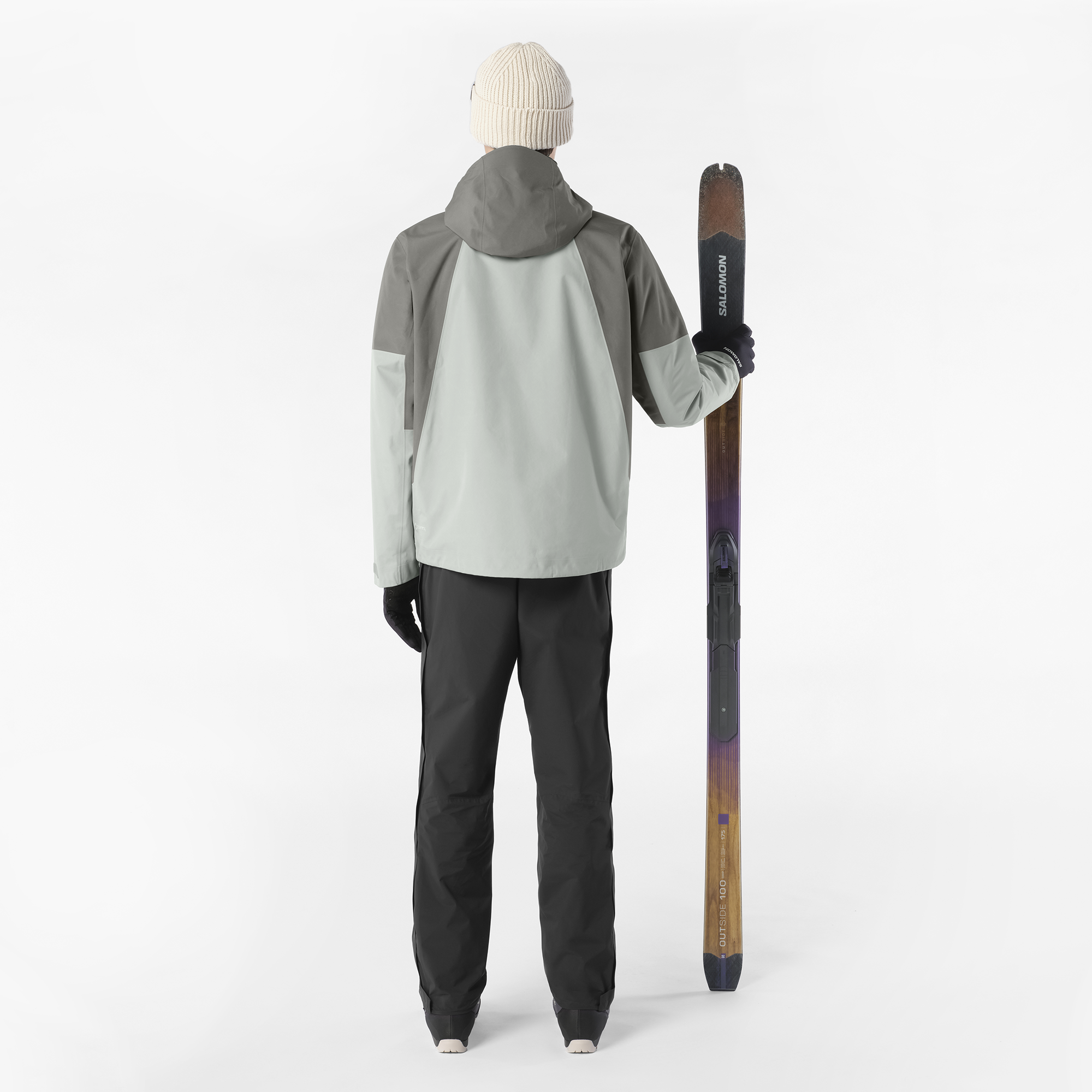 Mens Salomon MOUNTAIN FLEX JKT HD Castor Gray Jacket — view 4