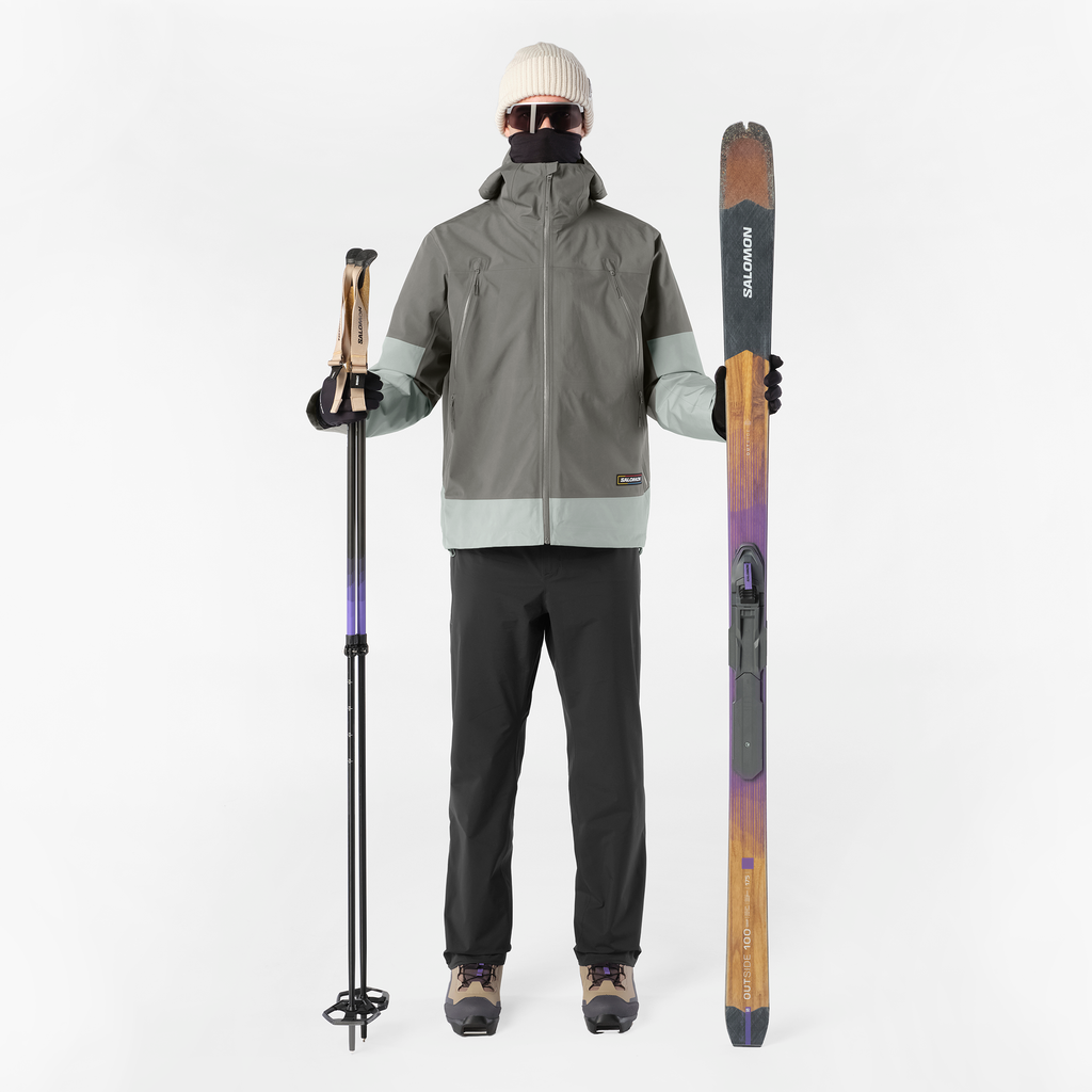 Mens Salomon MOUNTAIN FLEX JKT HD Castor Gray Jacket — view 3