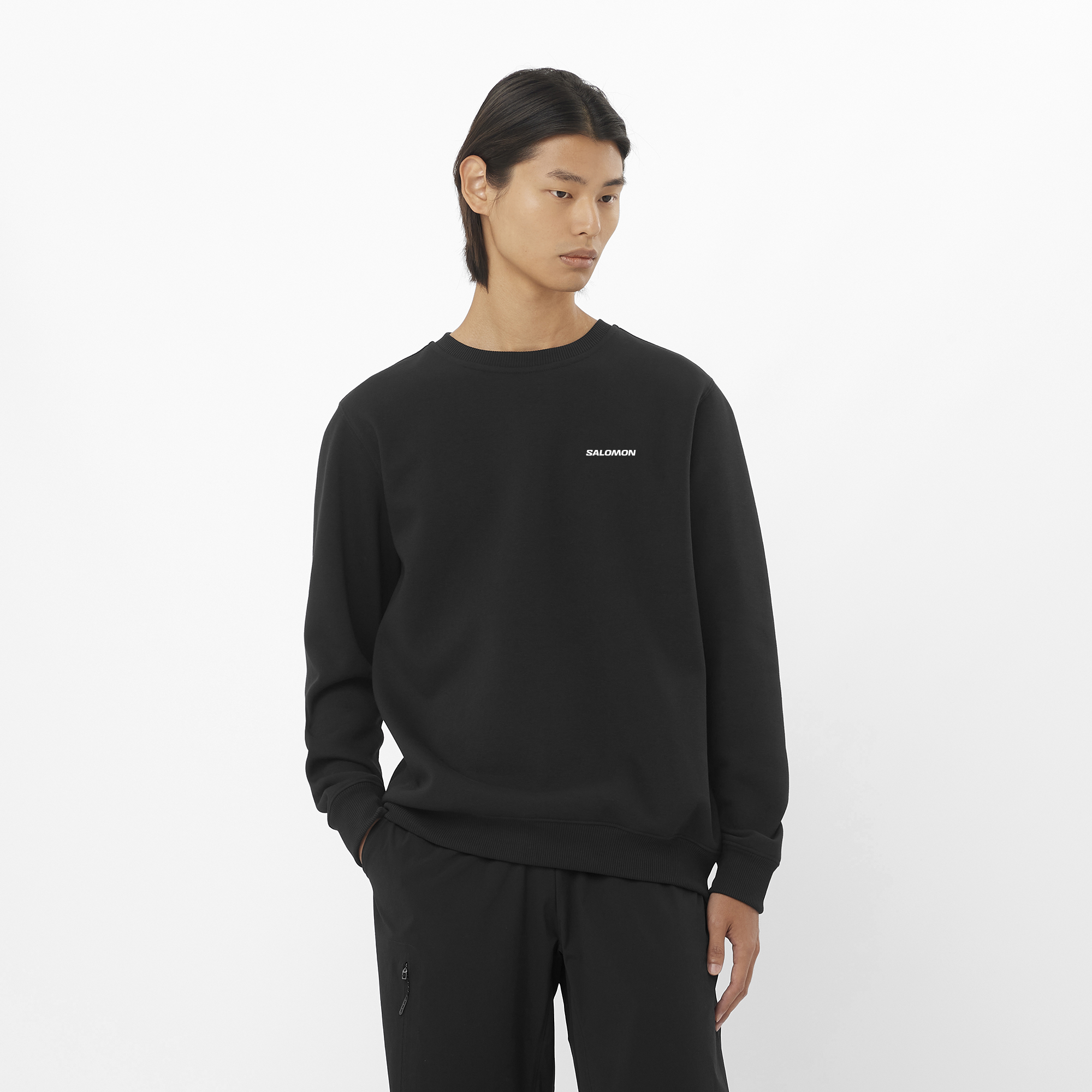 Mens Salomon SALOMON LOGO CREWNECK Deep Black Sweatshirt