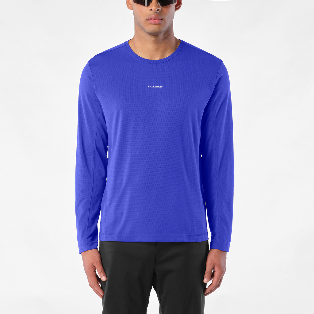 Mens Salomon SHKout CORE LS TEE Clematis Blue T Shirt