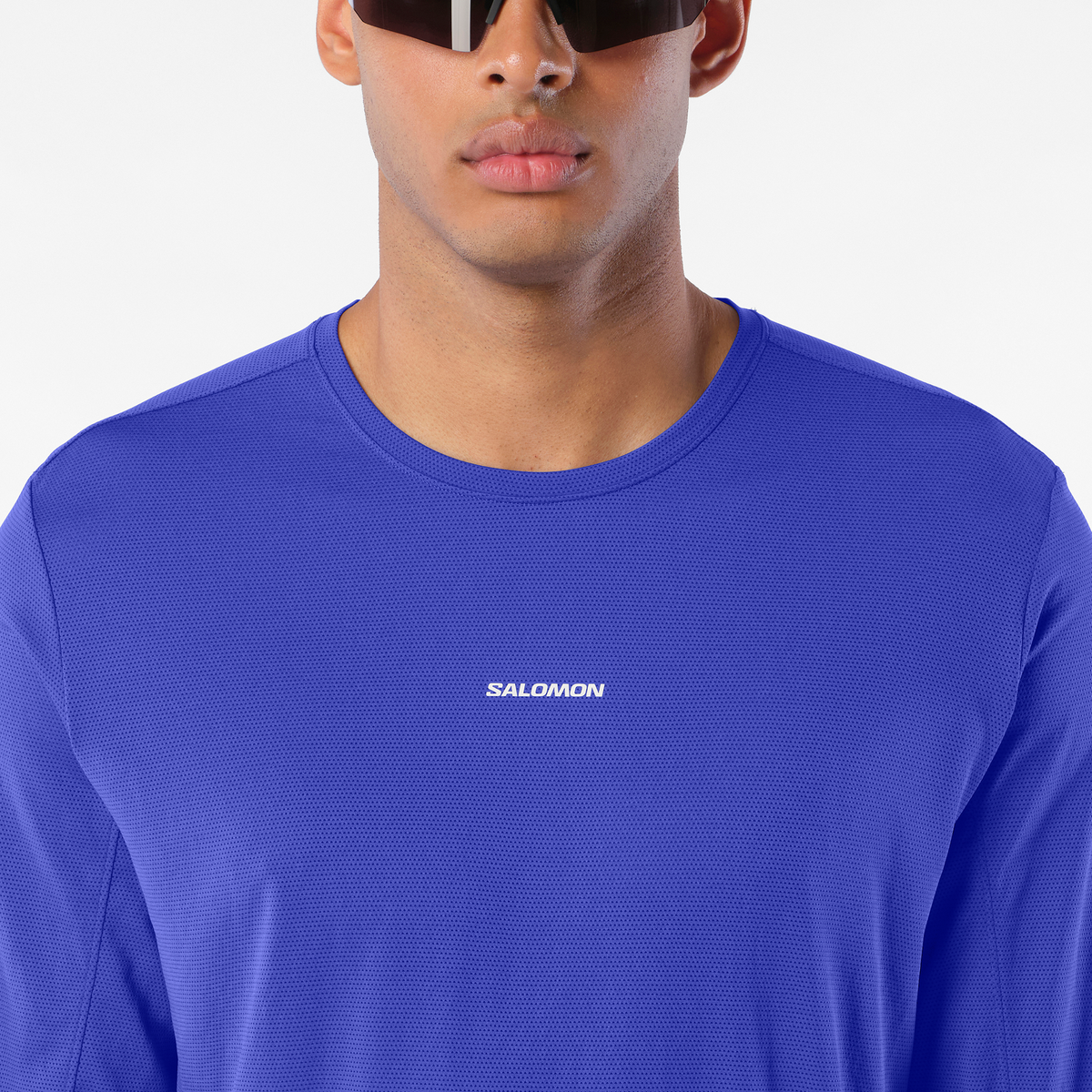 Mens Salomon SHKout CORE LS TEE Clematis Blue T Shirt — view 3