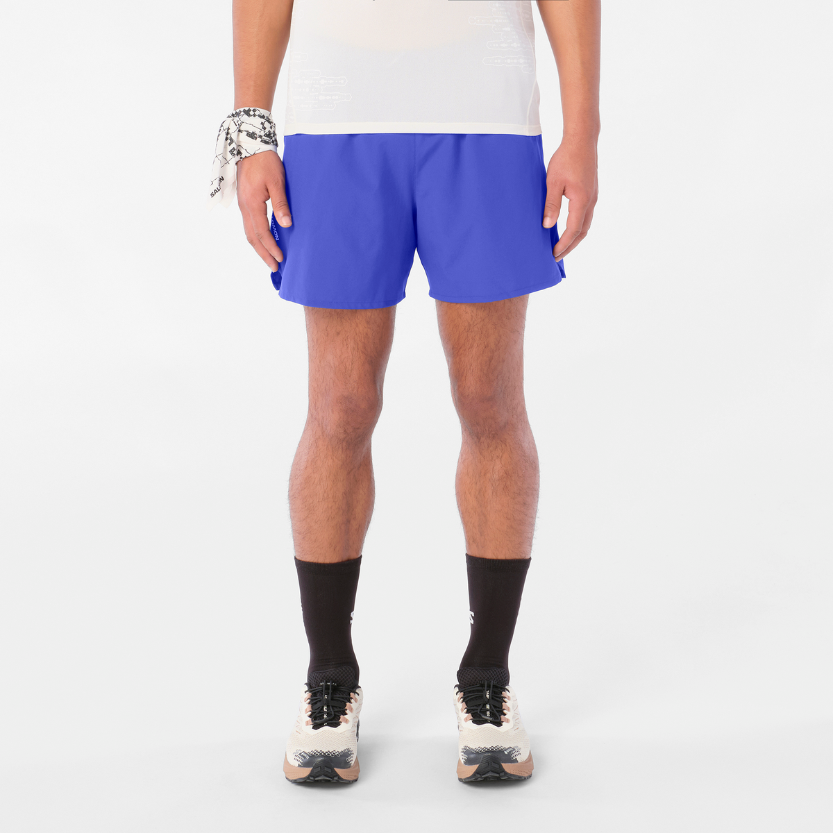 Mens Salomon SHKout CORE SHORTS 5" Clematis Blue Shorts — view 4