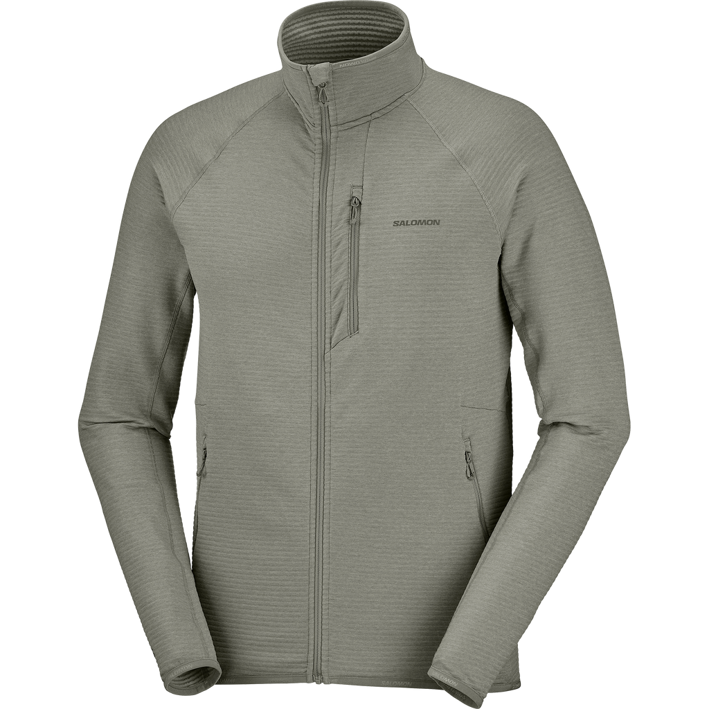 Mens Salomon SNTIAL LIGHTWARM FZ Castor Gray Jacket — view 2