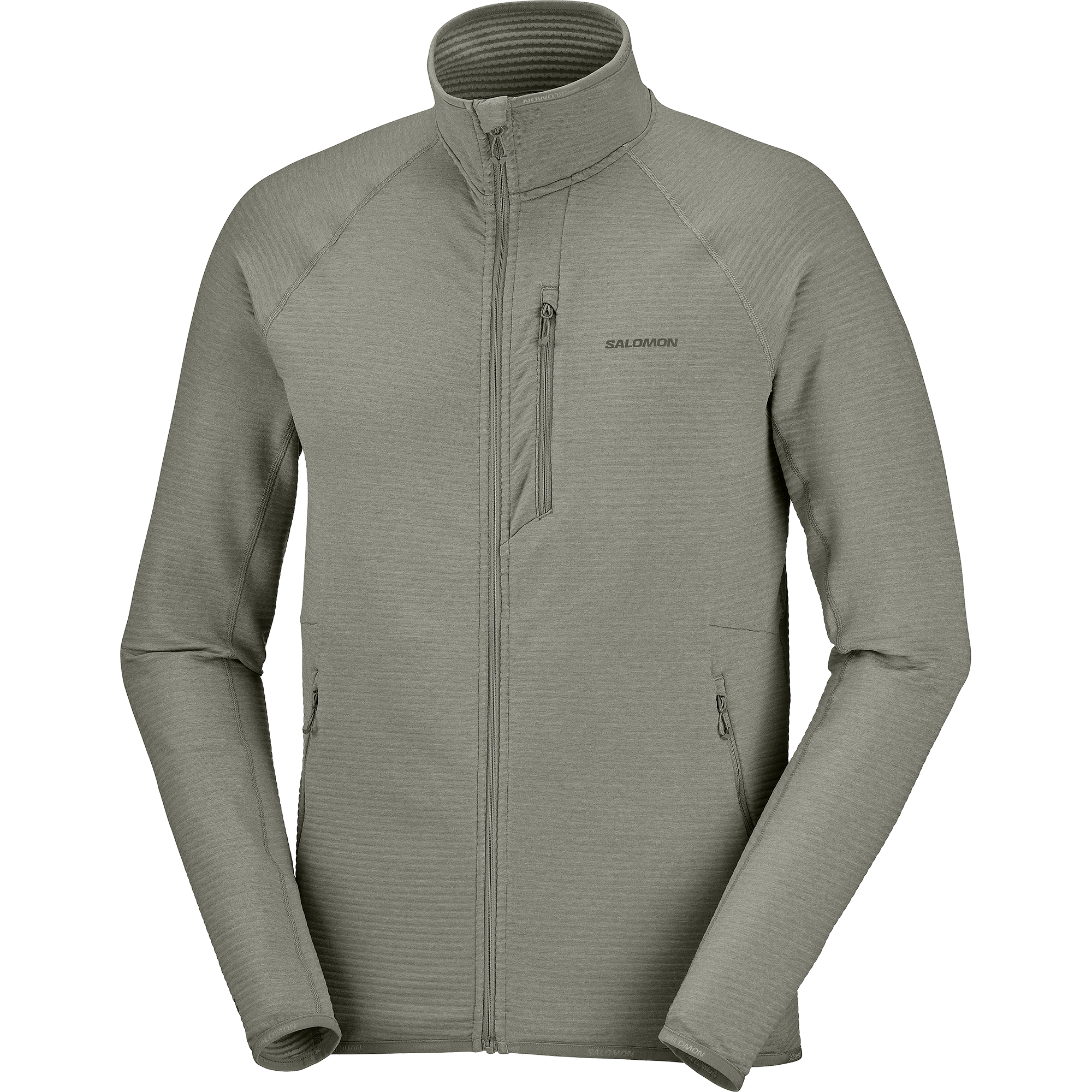 Mens Salomon SNTIAL LIGHTWARM FZ Castor Gray Jacket — view 2