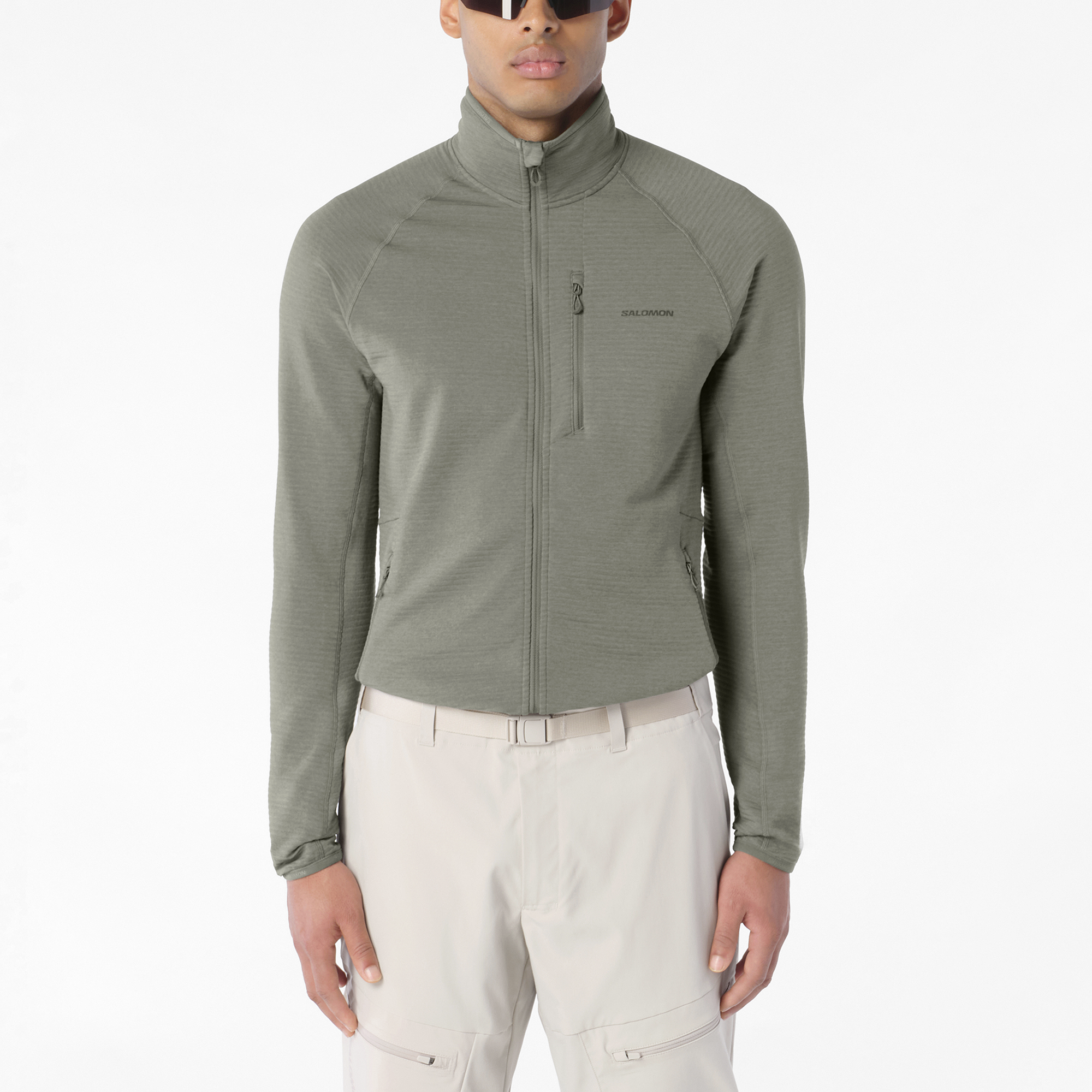 Mens Salomon SNTIAL LIGHTWARM FZ Castor Gray Jacket