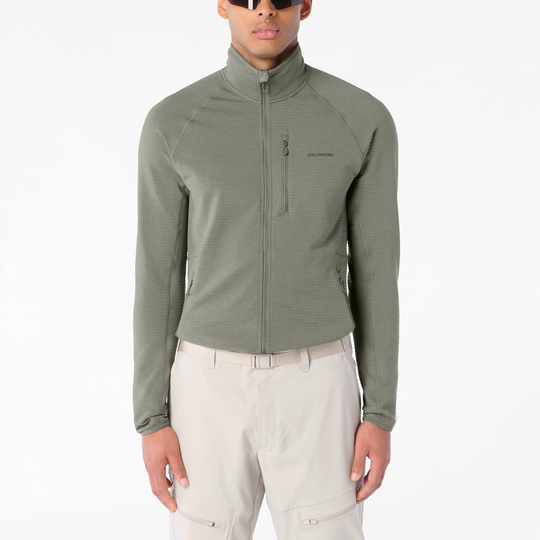 Mens Salomon SNTIAL LIGHTWARM FZ Castor Gray Jacket