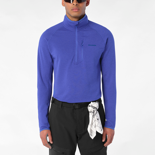 Mens Salomon SNTIAL LIGHTWARM Half Zip Clematis Blue Sweatshirt
