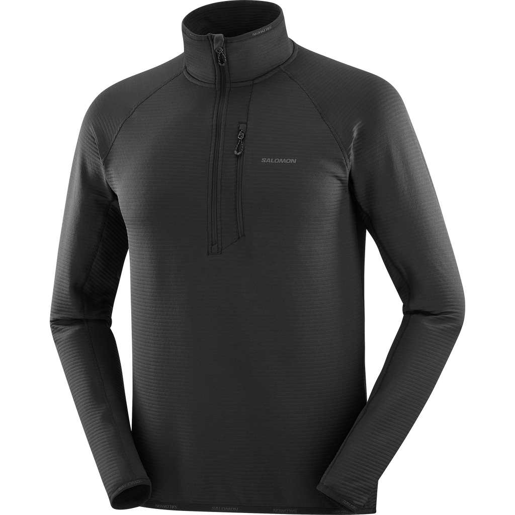Mens Salomon SNTIAL LIGHTWARM Half Zip Deep Black Sweatshirt — view 3