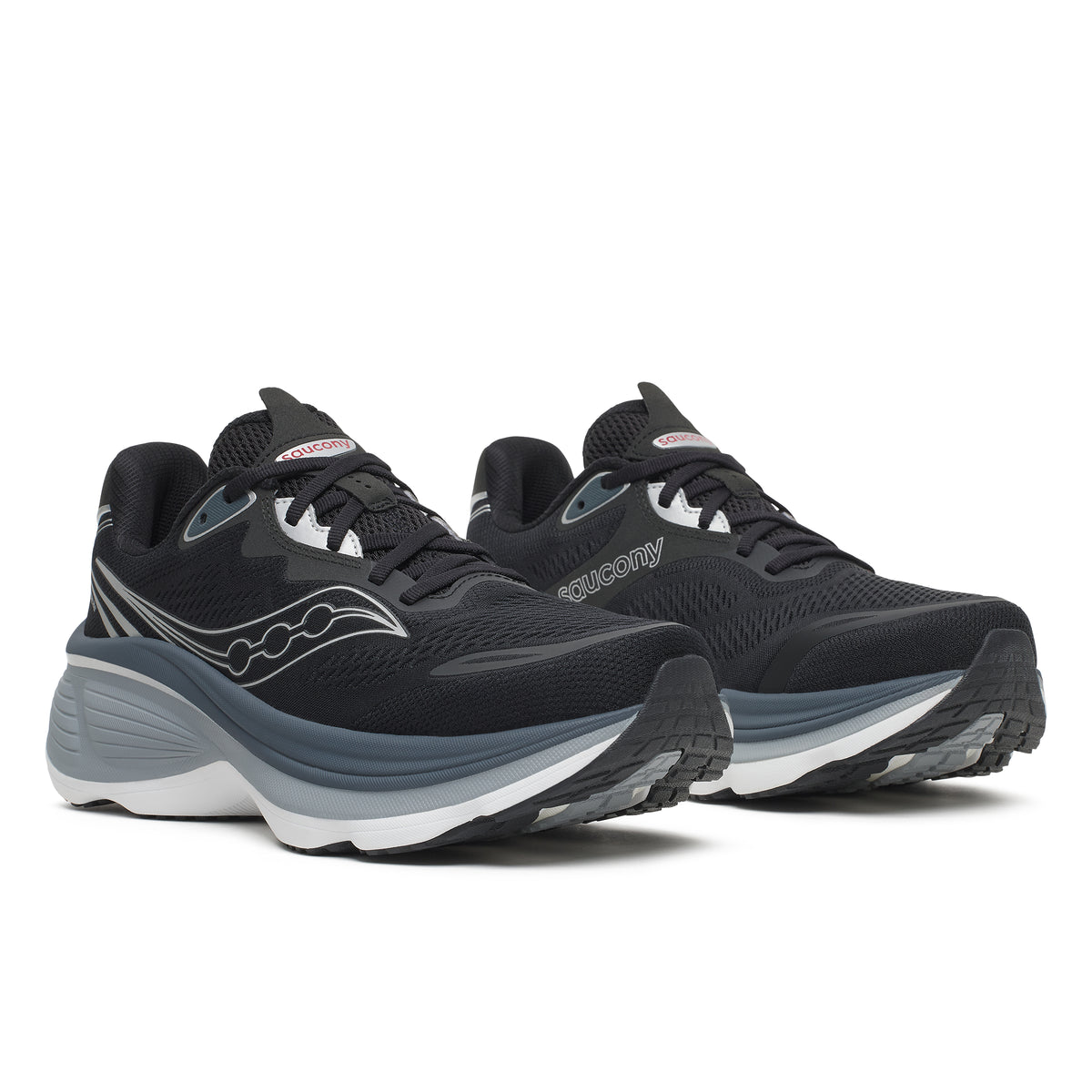 Mens Saucony Hurricane 26 Black/Silver Trainers — view 2