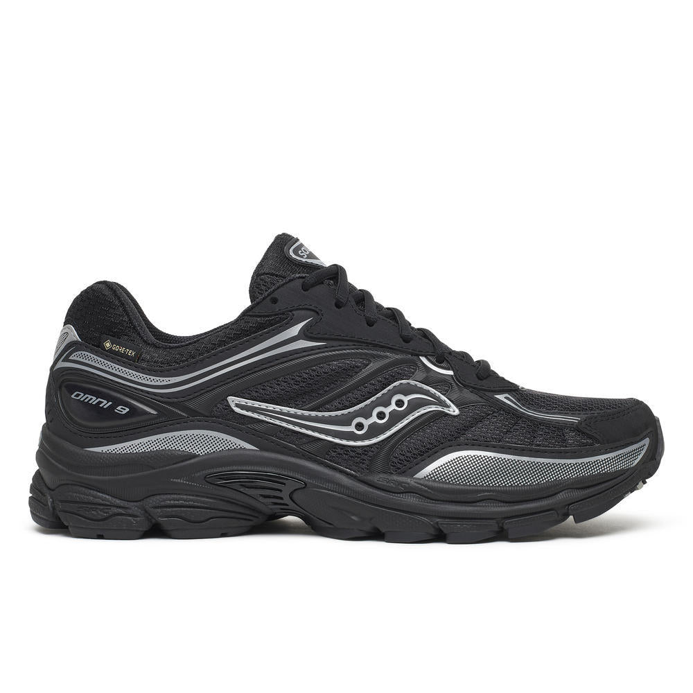 Mens Saucony Progrid Omni 9 GTX Black/Silver Trainers