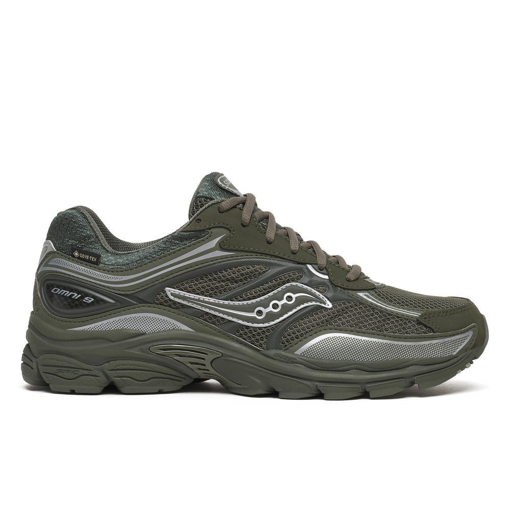 Mens Saucony Progrid Omni 9 GTX Fatigue/Silver Trainers