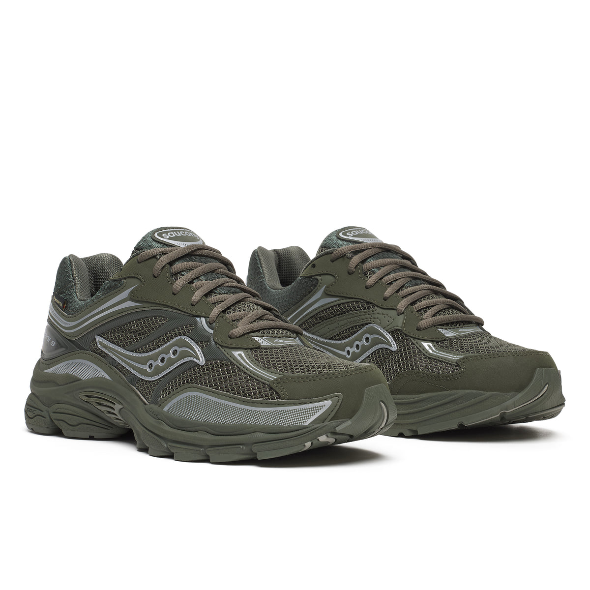 Mens Saucony Progrid Omni 9 GTX Fatigue/Silver Trainers — view 2