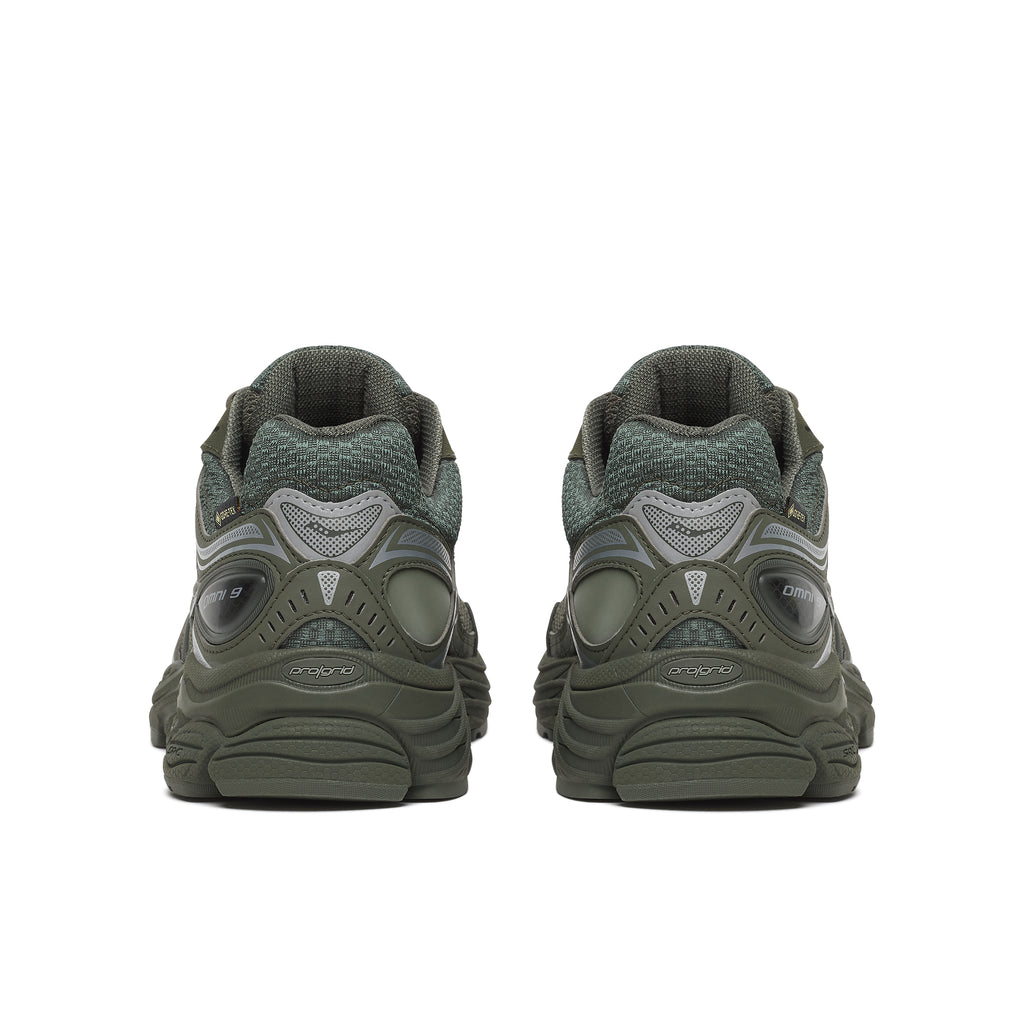 Mens Saucony Progrid Omni 9 GTX Fatigue/Silver Trainers — view 5