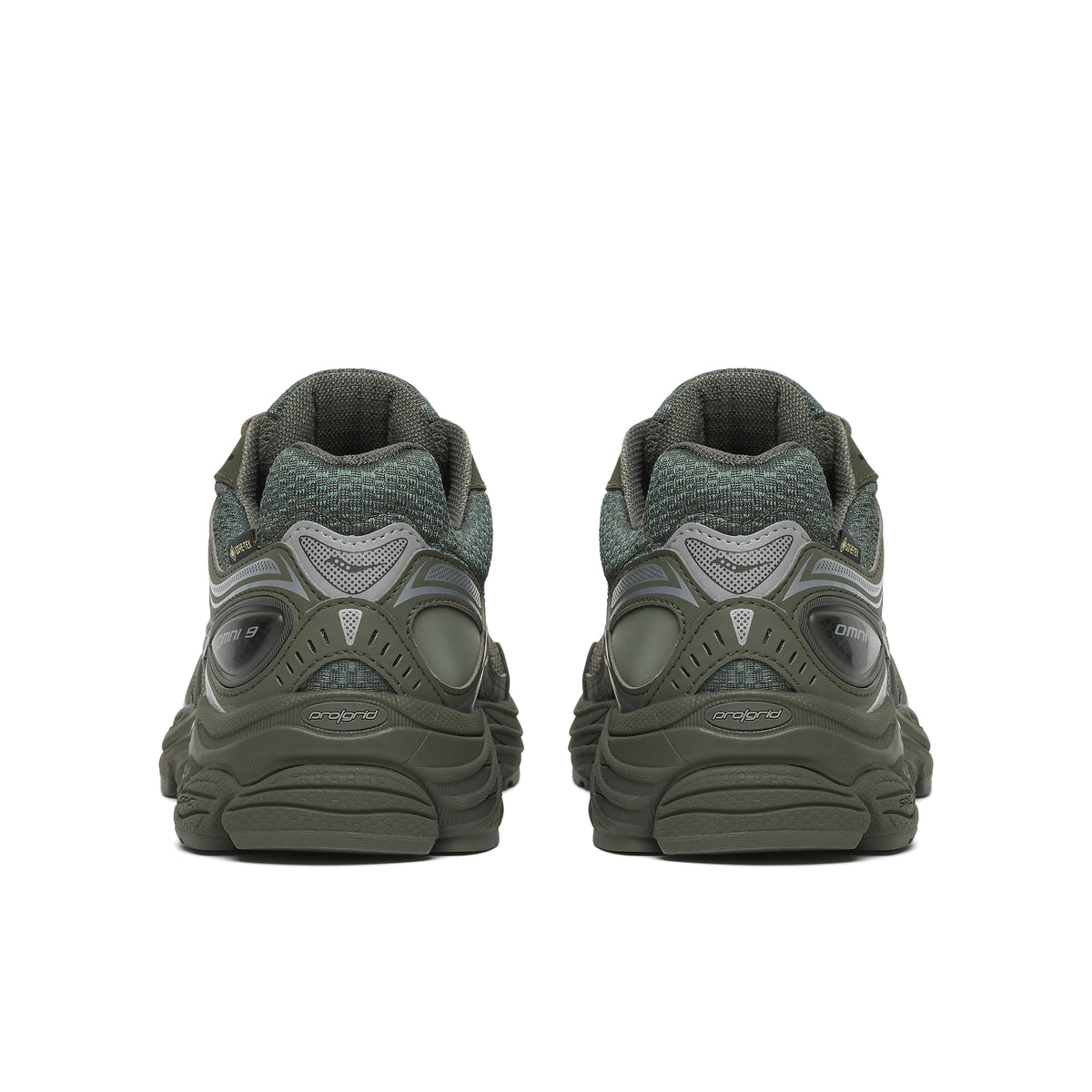 Mens Saucony Progrid Omni 9 GTX Fatigue/Silver Trainers — view 5