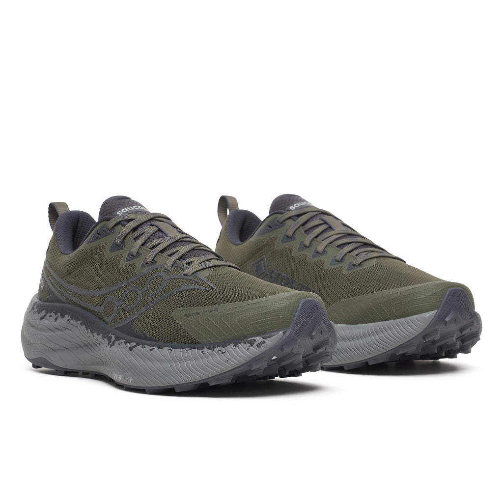Mens Saucony Ride Tr3 Gtx Fatigue/Ebony Trainers — view 2