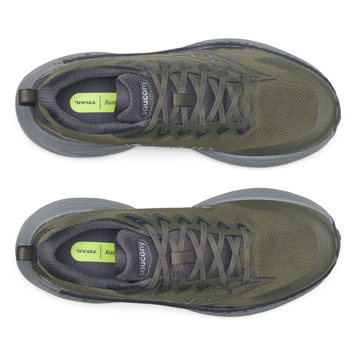 Mens Saucony Ride Tr3 Gtx Fatigue/Ebony Trainers — view 6