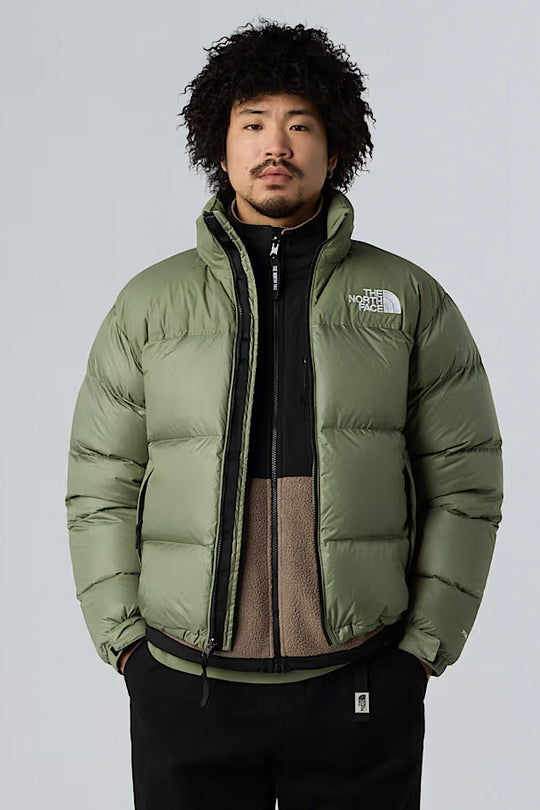 Mens The North Face 96 Retro Nuptse Bark Mist Green Jacket